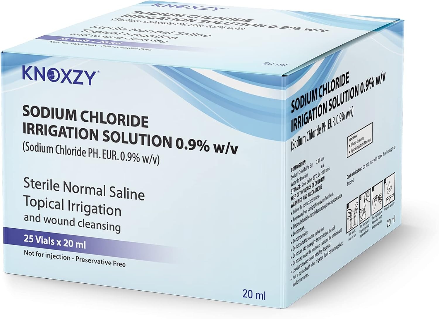 KNOXZY Sodium Chloride 0.9% w/v Irrigation Solution - 25 x 20ml sterile vials